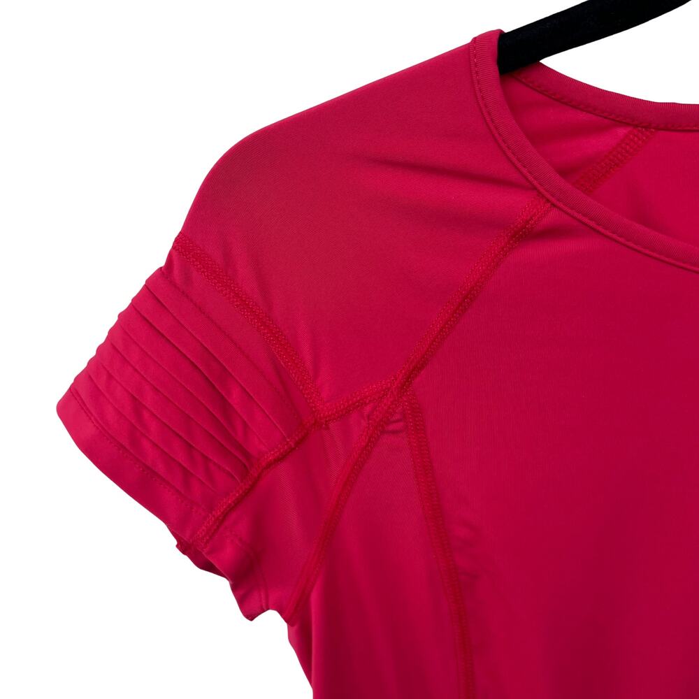 Title Nine Athletic Tee Shirt Pink Nylon Stretch Short Sleeve Pocket Small - Picture 3 of 6